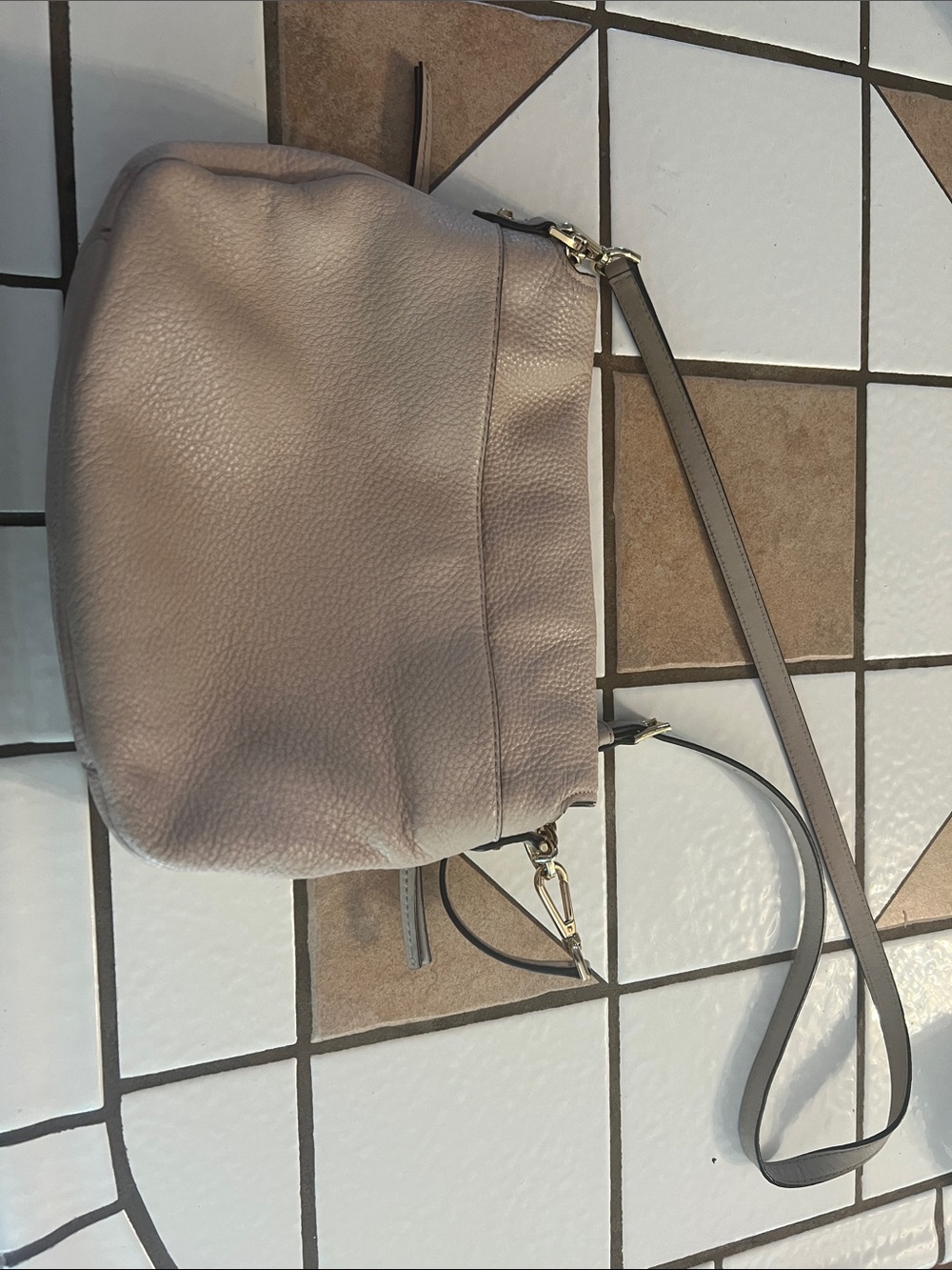 Michael Kors Taupe Pebbled Leather Crossbody with Gold Hardware - Picture 2 of 3
